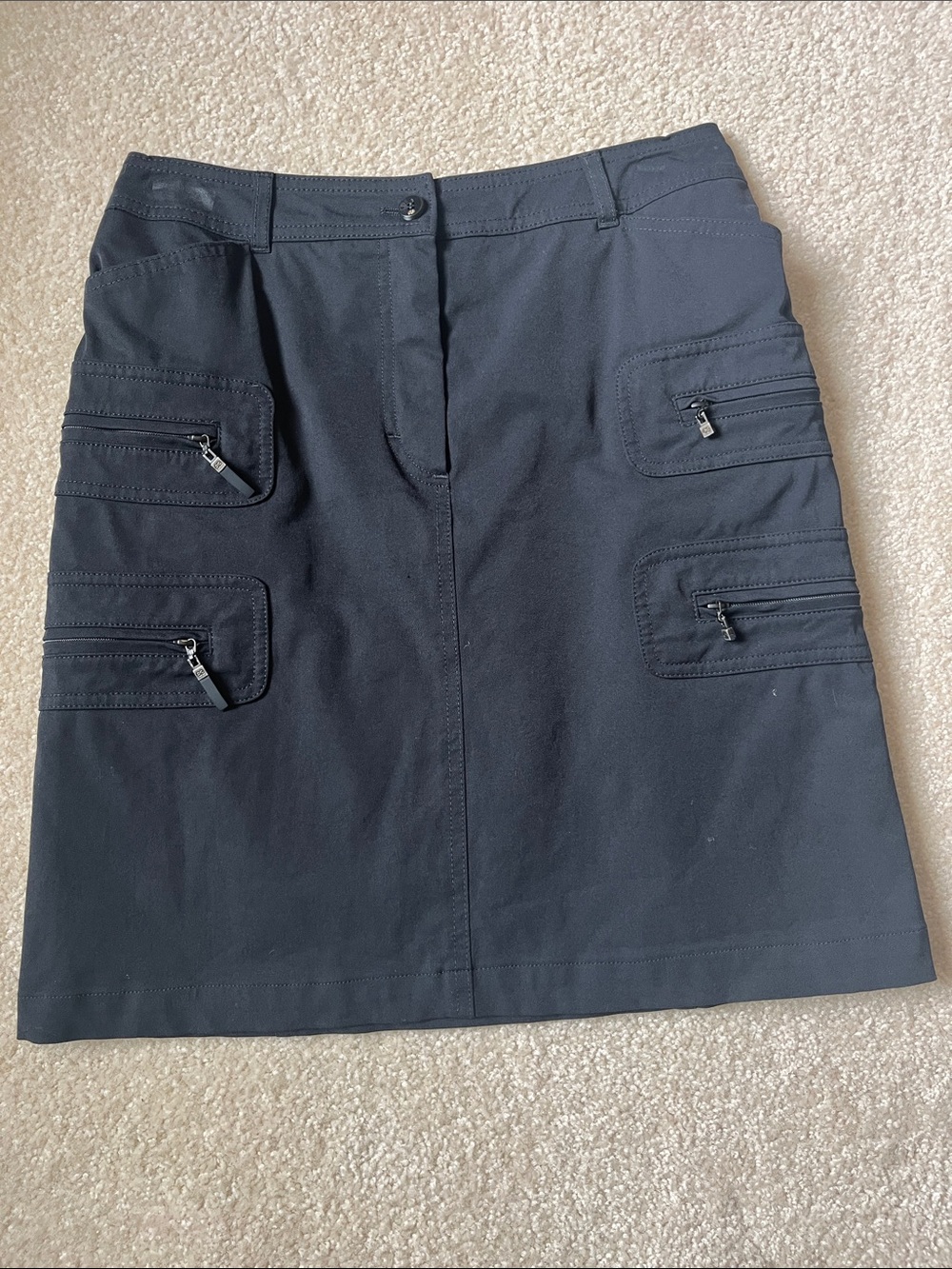 Escada Black Pencil Skirt with Zipper Details